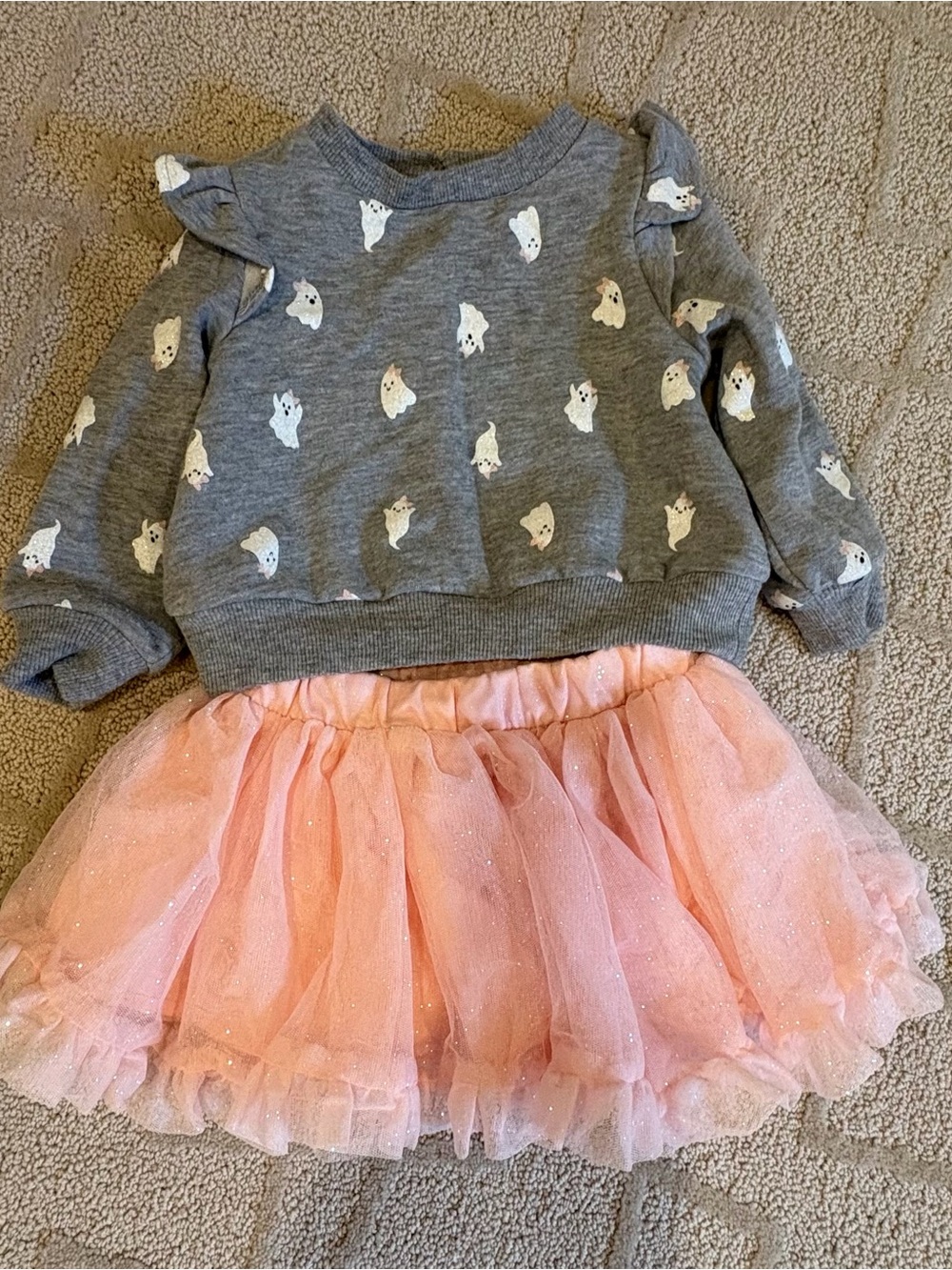 Cynthia Rowley Gray Ghost Sweatshirt with Pink Sparkle Tulle Skirt